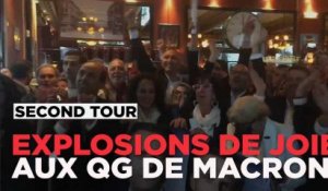 Explosions de joie dans les QG d'Emmanuel Macron