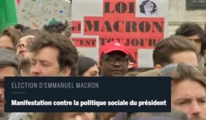 Macron président : une manifestation contre sa "politique anti-sociale"
