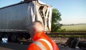 Un bus et un camion entre en collision sur l'A16: les images des dégâts