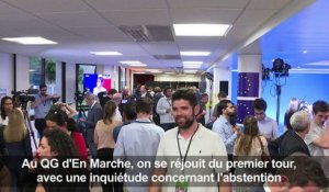 Au QG d'En Marche, on se réjouit des résultats du 1er tour