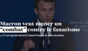 Macron appelle au "combat" contre le fanatisme et le repli