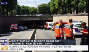 Accident d'un car de touristes sous le tunnel du pont Alexandre III: quatre blessés dont un grave