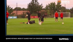 Neymar, Lionel Messi et Luis Suarez s’affrontent lors d’un concours de précision (Vidéo)