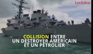 Collision entre un destroyer américain et un pétrolier
