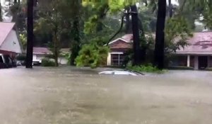 Etats-Unis : à bord d'un kayak dans les rues inondées de Houston