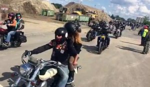 Rassemblement de Harley Davidson en hommage à Louis Marteau