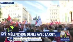 "Nous allons le faire reculer", assure Mélenchon à Marseille lors de la manifestation contre la réforme du code du travail