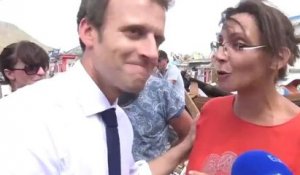 Emmanuel Macron face à une habitante de Saint-Martin