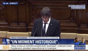 "Nous ne sommes pas des délinquants, pas des fous, pas des putschistes", assure Carles Puigdemont