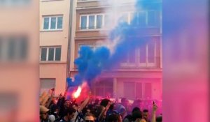 Les supporters de Strasbourg mettent déjà l'ambiance !