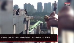 Un jeune homme saute entre deux immeubles au-dessus du vide ! (vidéo)