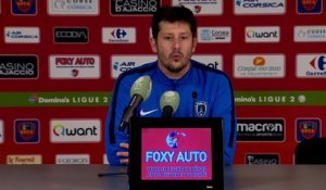 Conférence de presse GFC Ajaccio - Paris FC (1-0) : Fabien MERCADAL (PFC) - Albert CARTIER (GFCA) - 2017/2018