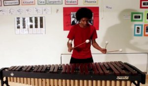 Aaron Grooves reprend parfaitement la musique de Mario Bros au Marimba