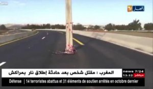 Algérie : un pylône électrique au milieu de l'autoroute... sur la passage des voitures !