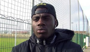 Le défenseur du FC Martigues Loîc Kouagba avant la réception de Tarbes