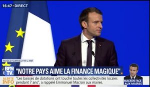 Macron devant les maires : "J'ai décidé de la stabilité des concours financiers aux collectivités territoriales. C'est historique"