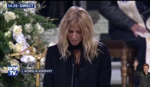 Sandrine Kiberlain prend la parole durant la cérémonie religieuse pour Johnny Hallyday