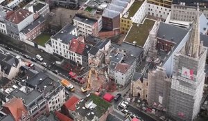 Le lieu de l'explosion à Anvers vu d'hélicoptère