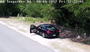 Une caméra de surveillance surprend un homme abandonnant son chien en bord de route