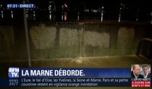 En Seine-Saint-Denis, la Marne déborde et franchit les murs anti-crue