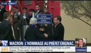 À Ajaccio, Emmanuel Macron inaugure la place Claude Érignac aux côtés de la famille du préfet assassiné