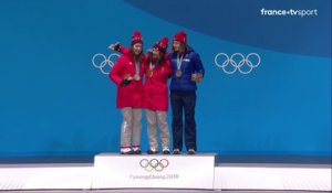 JO 2018 : Ski acrobatique : Remise des médailles du slopestyle femmes