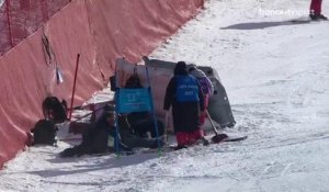 JO 2018 : Ski alpin - Slalom géant hommes. La chute dans les filets du Coréen Jung Donghyun !