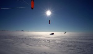 Kite surf sur la neige sous les vents de l'Antarctique pour Jean Burgun