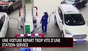 Etats-Unis : une voiture repart trop vite d'une station-service (vidéo)