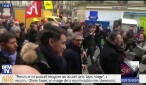 Olivier Faure hué pendant la manifestation des cheminots et des fonctionnaires