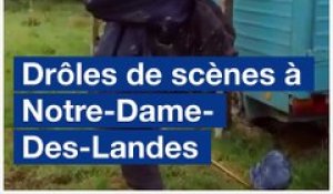 Scènes étonnantes et lancer de boue dans la ZAD de Notre-Dame-des-Landes