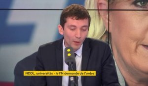 Universités bloquées : "Le problème, ce sont les décideurs politiques qui sont des lavettes et qui ne prennent pas les décisions qui s'imposent. C'est la peur qui dirige la France", considère Julien Sanchez, porte-parole du FN #8h30politique