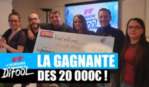 Floriane repart avec son chèque de 20 000 € dans le Morning de Difool !