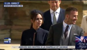 Victoria et David Beckham arrivent à la chapelle Saint-Georges pour le mariage princier