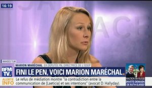 "Ce n'est pas un reniement, j'ai toujours été fière de mon nom", déclare Marion Maréchal qui a effacé Le Pen de son patronyme