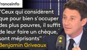 "Ceux qui considèrent que pour bien s'occuper de ceux qui sont dans la pauvreté, il suffit de leur faire un chèque, sont méprisants", estime Benjamin Griveaux, porte-parole du gouvernement #8h30politique