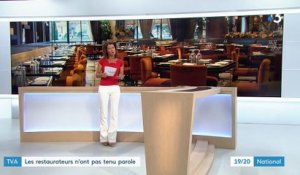 TVA : les restaurateurs n’ont pas tenu parole