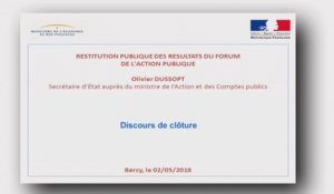 2 mai 2018 :  Restitution nationale du Forum de l'Action publique - Discours de clôture par M. Olivier Dussopt
