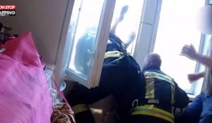 Un pompier réussit à rattraper un jeune suicidaire qui se jette d’une fenêtre (Vidéo)