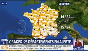 Orages et inondations: 28 départements placés en alerte orange