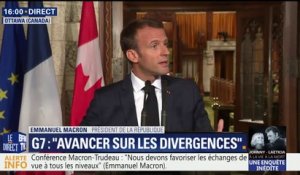 G7: "Il ne faut pas s'interdire un accord à 6+1" face aux Etats-, défend Emmanuel Macron
