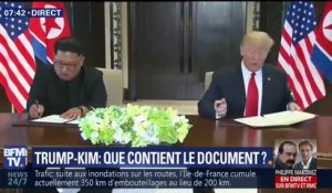 À Singapour, Donald Trump et Kim Jong-Un signent une lettre "très exhaustive"
