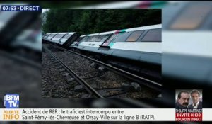 Intempéries: un RER B sort de la voie et se couche sur le côté