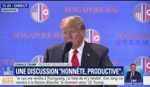 Corée du Nord : "Je suis sûr que dans quelques temps, vous pourrez me poser des questions positives sur le sujet des droits de l'Homme", avance Donald Trump
