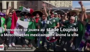 Avant de jouer l'Allemagne, les supporters du Mexique ambiancent Moscou