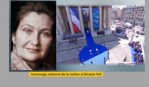 "Avec Simone Veil, entrent ces générations de femmes qui ont fait la France sans que la Nation leur offre la reconnaissance et la liberté", déclare Emmanuel Macron