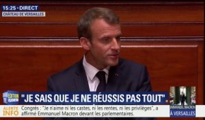 Macron devant le Congrès: "Il ne saurait y avoir de baisse de la fiscalité sans un ralentissement de la hausse continue de nos dépenses"