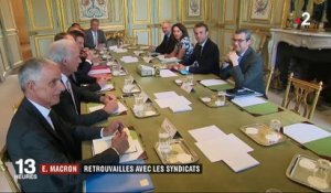 Emmanuel Macron a reçu syndicats et patronat à l'Élysée ce mercredi