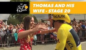 Geraint Thomas retrouve sa femme sur la ligne / meets his wife at the finish - Étape 20 / Stage 20 - Tour de France 2018