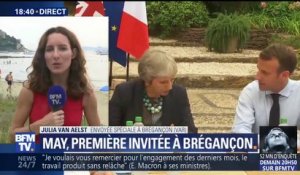 Theresa May et Emmanuel Macron échangent sur le Brexit au fort de Brégançon